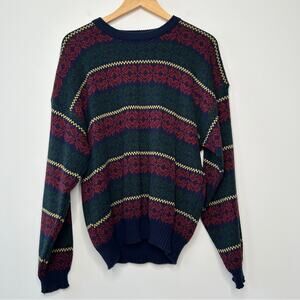 SUTTER & GRANT Vintage Knit Sweater Mens Size Medium Striped Grandpacore Winter